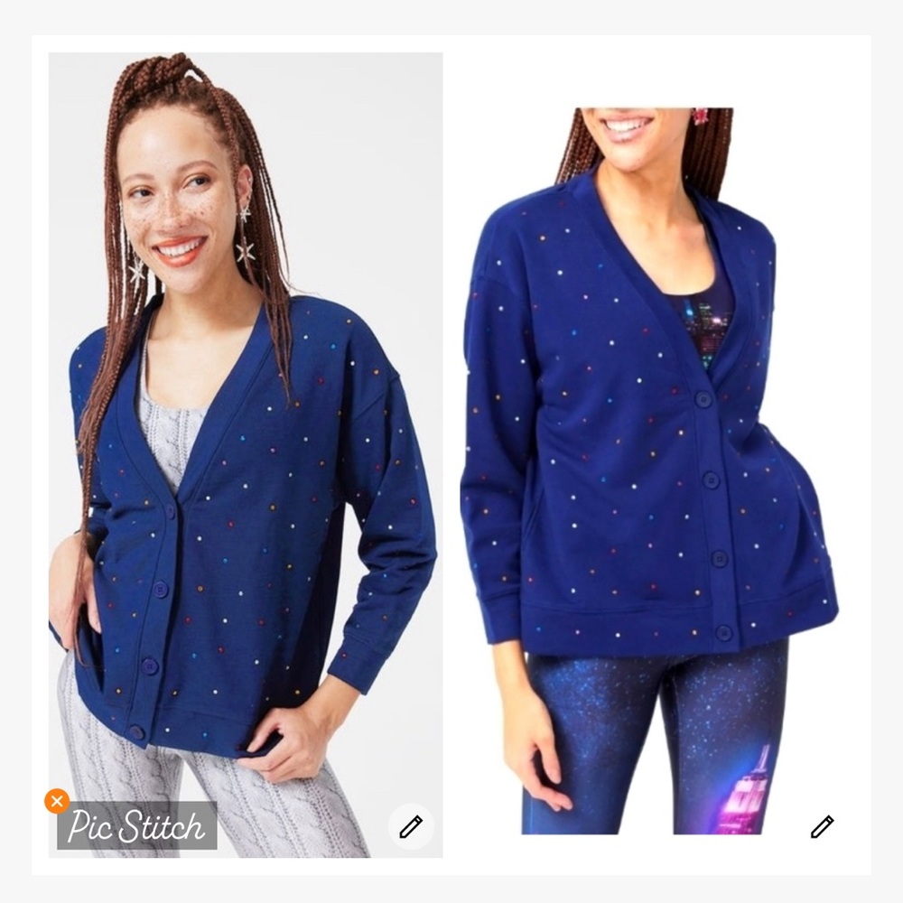 Terez Gemstone Navy Pima Cotton Cardigan